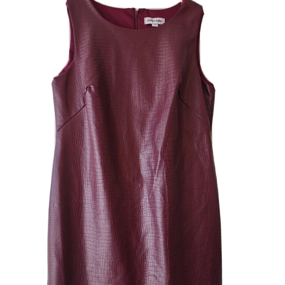 Shelby Palmer Faux Leather Knee Length sheath dress